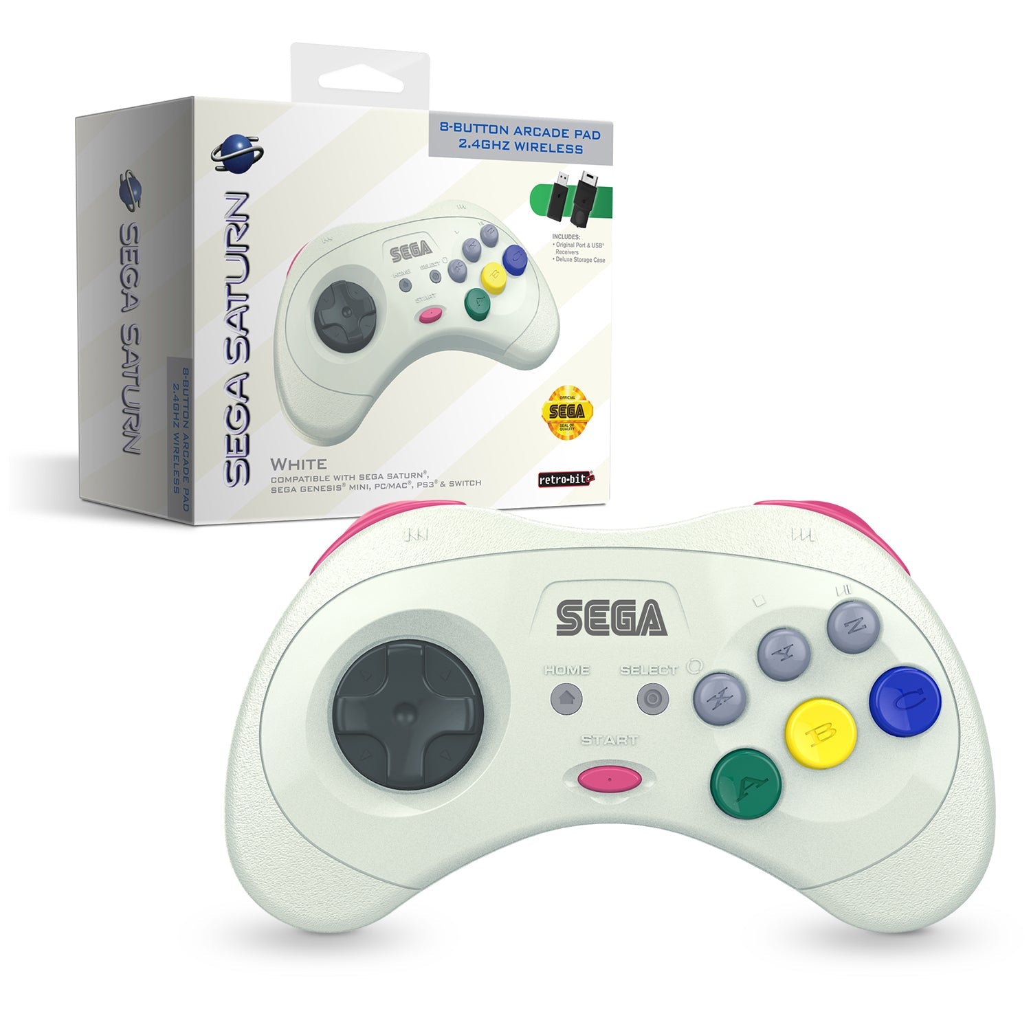 Sega Saturn Controller HSS-0101 (Grey & White) – Official NTSC-J, Tested Working