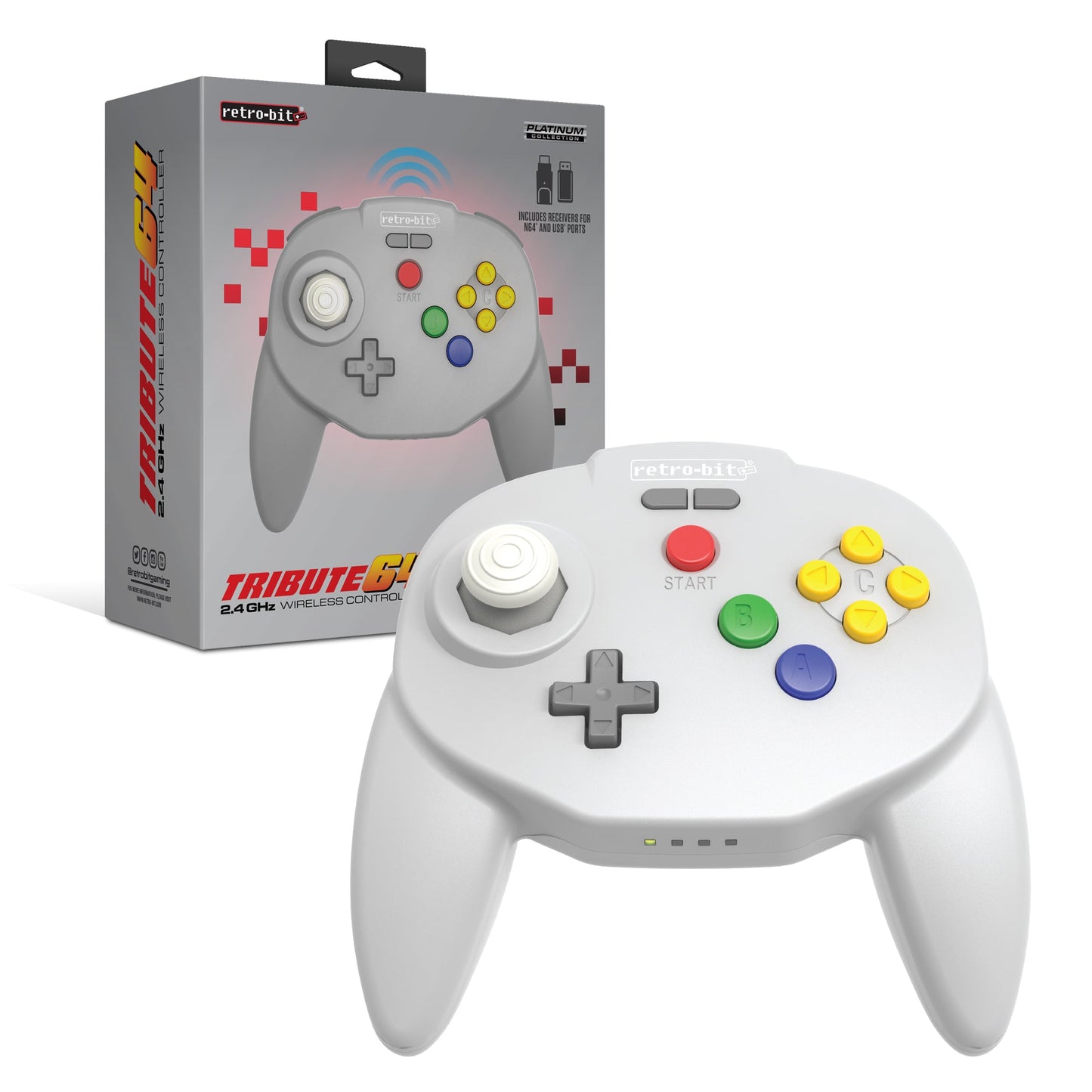 Tribute64 2.4GHz Wireless Controller - Classic Grey - CastleMania Games