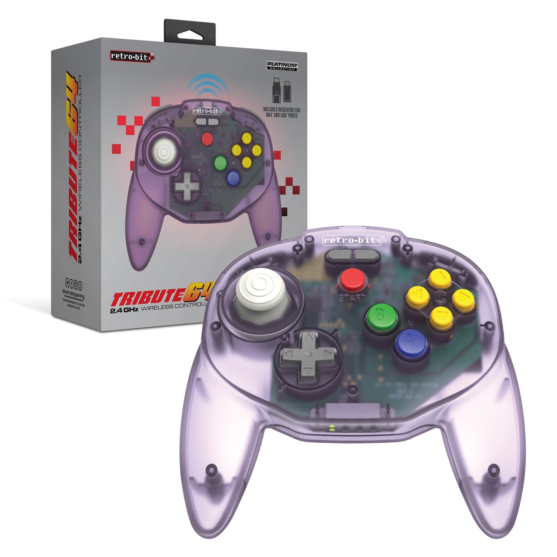 Tribute64 2.4GHz Wireless Controller - Atomic Purple - CastleMania Games
