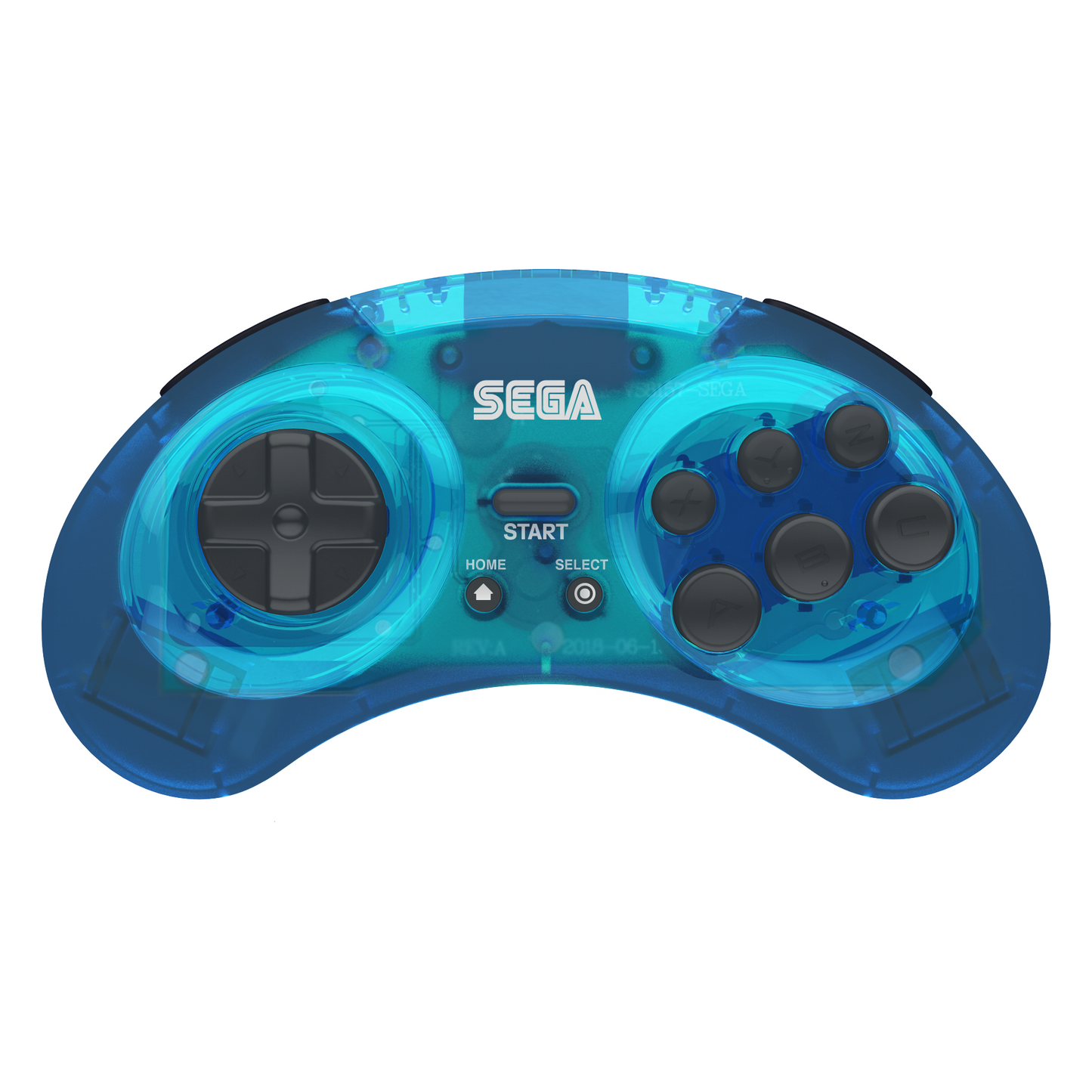 SEGA Genesis 8-Button Arcade Pad ft. Bluetooth Technology - Clear Blue - CastleMania Games