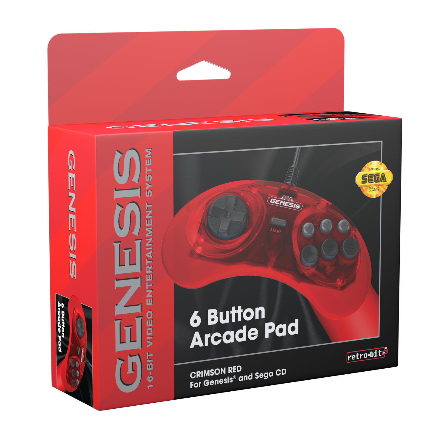 SEGA Genesis 6-Button Arcade Pad - Crimson Red - CastleMania Games
