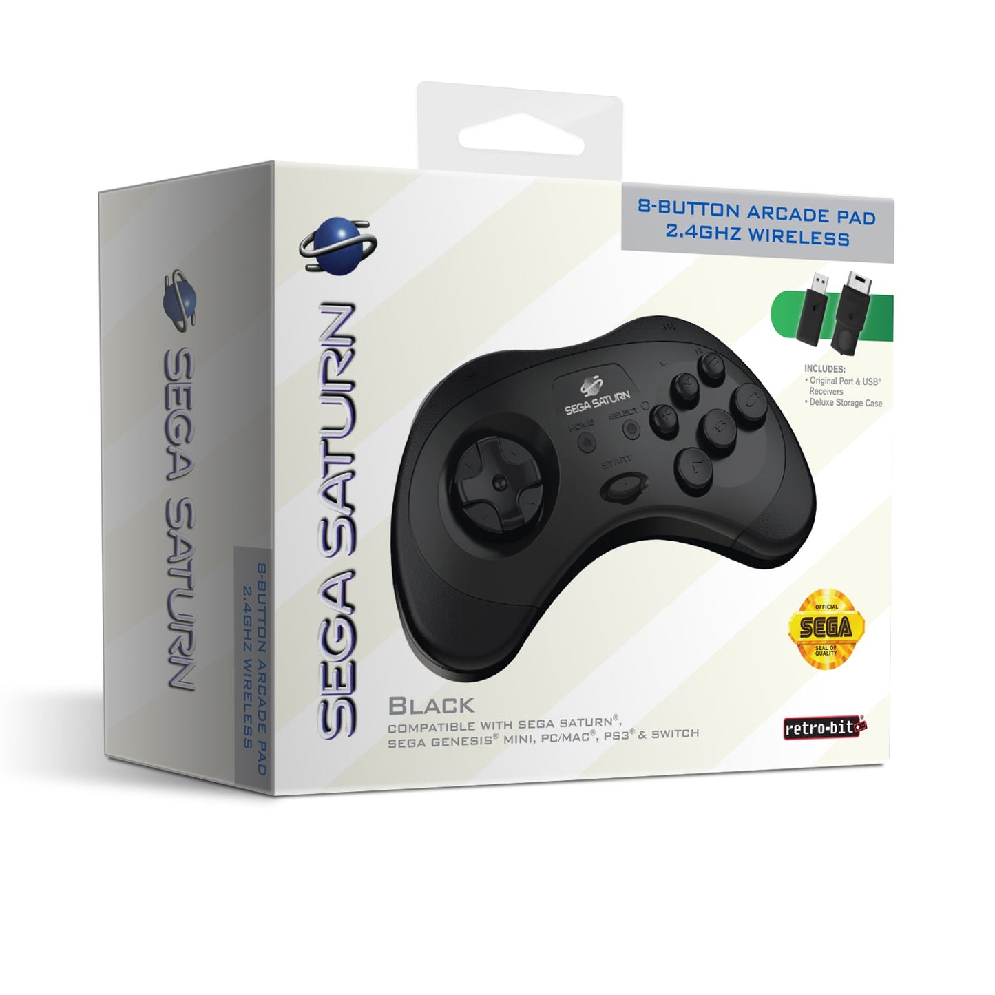 SEGA Saturn® 8-Button Arcade Pad - 2.4 GHz Wireless - Black - CastleMania Games